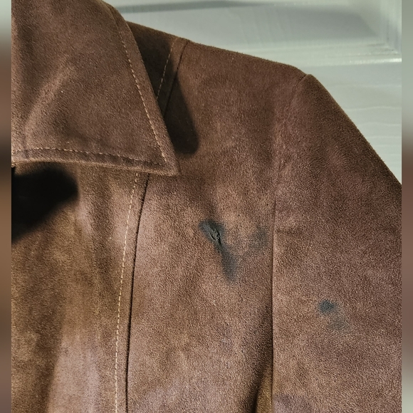 A Collezioni chocolate brown leather suede jacket coat women's size XL - Picture 6 of 11